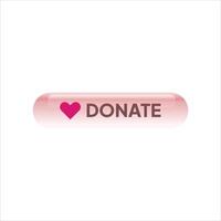 Donate button with heart icon isolated on white background vector