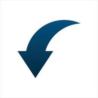 A blue arrow pointing down on a white background vector