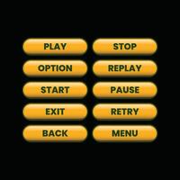 A game screen with several buttons and text vector