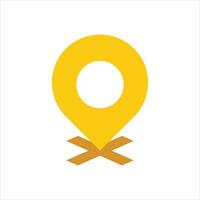 A yellow pin with an x on it vector