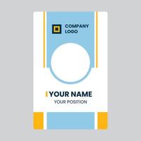 A business card with a blue and yellow design vector