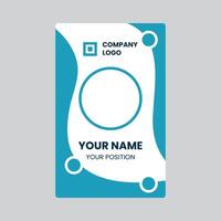 A business card with a blue and white design vector
