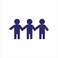 Three people holding hands in a line vector