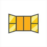 A yellow open window icon on a white background vector