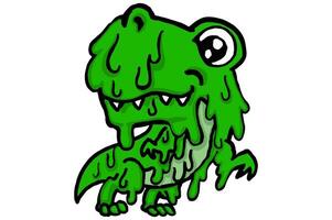 Side View of a Cute Melting T-Rex vector