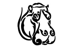 Unique Line Art of a Hippopotamus vector