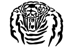 Frightening Cobra Snake Face in Line Art vector