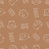 Outline Seamless Pattern of Sheep Animal Fence Background for Fashion Wrapping Print Fabric Surface vector