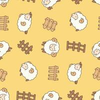 Seamless Pattern of Sheep Animal Fence Background for Fashion Wrapping Print Fabric Surface vector