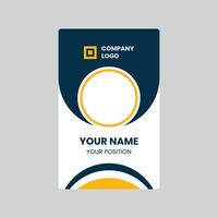 A business card with a yellow and blue circle vector