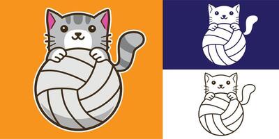 set of cat with volleyball good for sticker, badge, element design, etc vector
