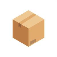 An isometric illustration of a cardboard box vector