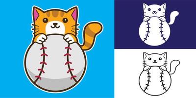set of cat with baseball good for logo, sticker, badge, element design, etc vector
