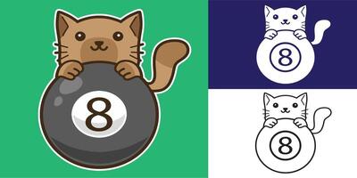 set of cat with eight ball good for logo, sticker, badge, element design, etc vector