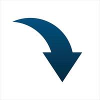 A blue arrow pointing down on a white background vector