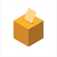 A yellow box with a paper in it vector