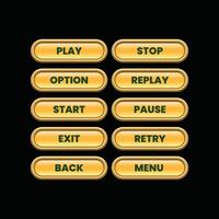A set of buttons on a black background vector
