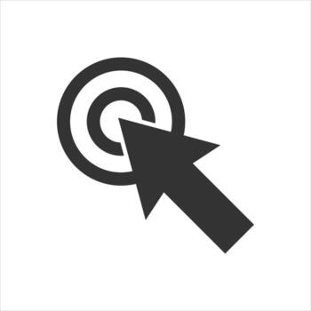 A black and white icon of a pointer pointing to a target vector