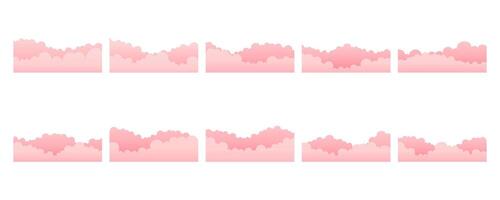 Valentine Cloud Pink Border Decoration Set In White Background vector