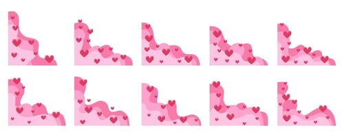 Valentine Wavy Border With Heart Decoration Set On White Background vector