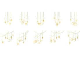 Golden Ramadan Hanging Border Decoration Set In White Background vector