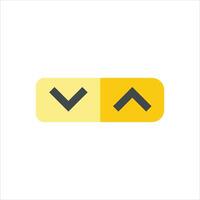A yellow and black button with two arrows vector