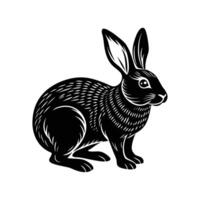 a black and white illustration of a rabbit. vector