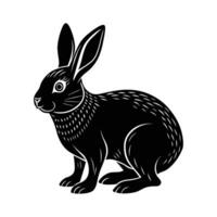 A black and white illustration of a rabbit vector