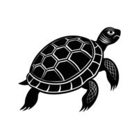 a turtle is shown in a black and white silhouette vector