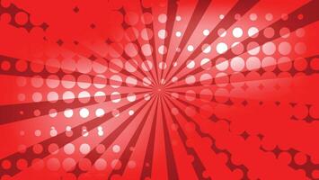 red sunburst background with graphic abstract dots pattern decoration vector