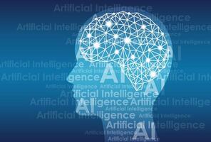 Artificial Intelligence Concept Illustration With A Human Head Silhouette And Electronic Circuit Patterns On A Blue Background. vector