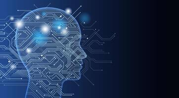 AI Concept Illustration With Text Space On A Dark Blue Background. vector