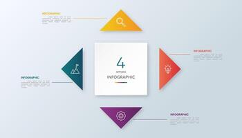 Square infographic with 4 steps, options and icons vector