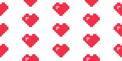 Seamless pattern with red pixel hearts vector