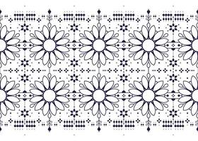 ethnic fabric seamless pattern, with decorative symbol floral, blue and white color, design for cloth vector