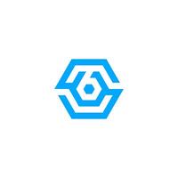 hexagon blue pattern network logo, abstract unique symbol interconnected icon. vector