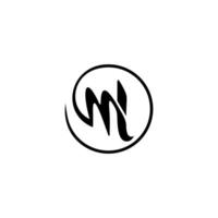 letter M calligraphy logo, elegant minimalist monogram, classic cursive M initial vector