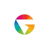 G letter inside colorful circle logo, combination of circle and triangle, design, icon color vector