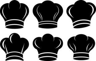Different types of chef hat silhouette vector