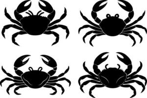 Crab silhouette set vector