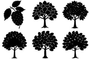 set of trees silhouettes vector