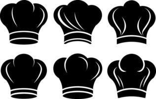 set of different types of chef hat silhouette vector