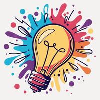Creative Light Bulb with Colorful Paint Splashes vector