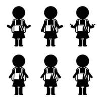 Silhouette of Students with Backpacks for Design vector