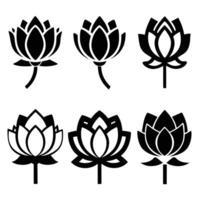 Different Types of Lotus Flower Silhouette Set vector