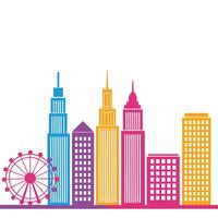 Vibrant Urban Skyline with Multicolored Buildings vector
