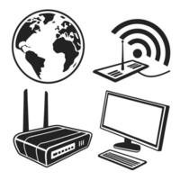 Digital Services Silhouette Icon Collection vector