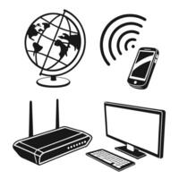 Internet Technology Black Icons vector