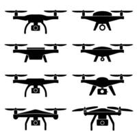 Remote Control Drone Silhouette Set vector