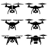Quadcopters and Drones Silhouette Set vector